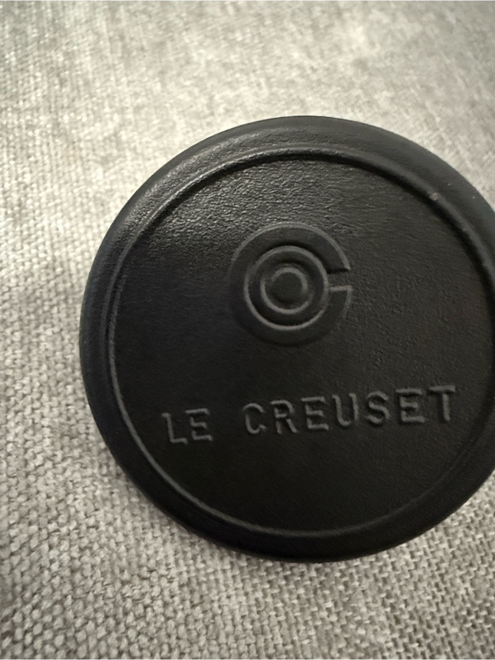 Le Creuset Black Silicone knob with Embossed Logo
